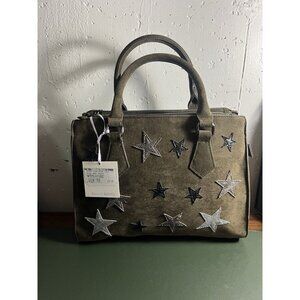 Muche et Muchette DISCO STAR FAUX SUEDE ARMY GREEN Satchel Bag